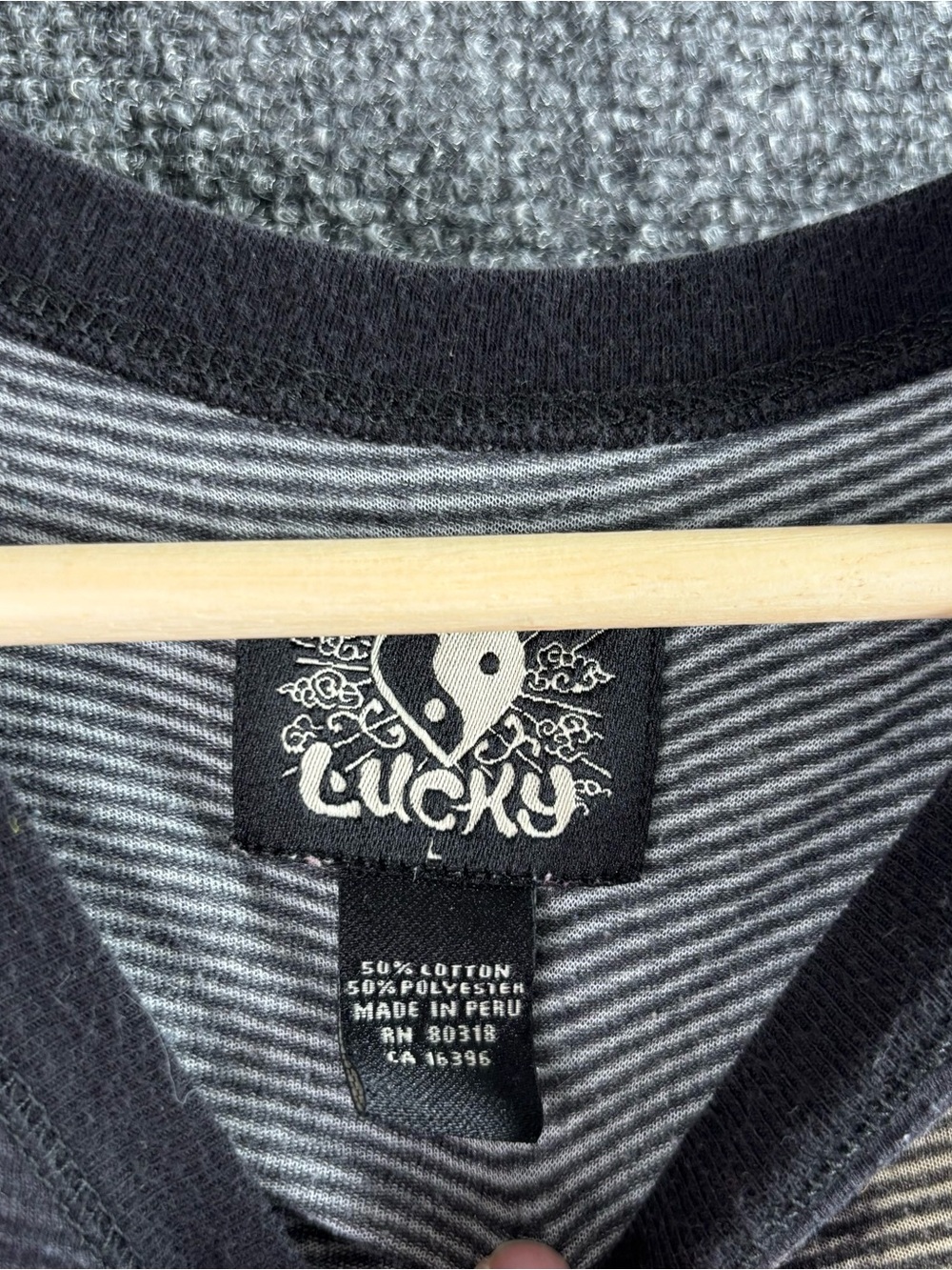 Lucky Brand Gray and Black Striped Tee - Picture 3 of 6